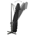 Parasol de jardin en porte-à-faux avec double toit noir – Image 5