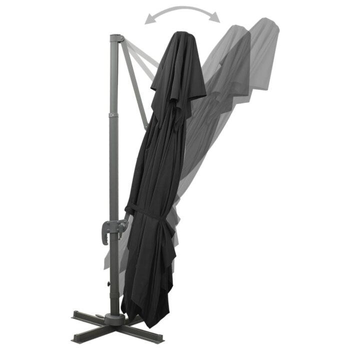 Parasol de jardin en porte-à-faux avec double toit noir – Image 5