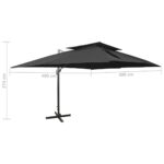 Parasol de jardin en porte-à-faux avec double toit noir – Image 8