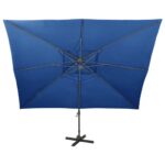 Parasol de jardin en porte-à-faux avec double toit bleu azuré – Image 3