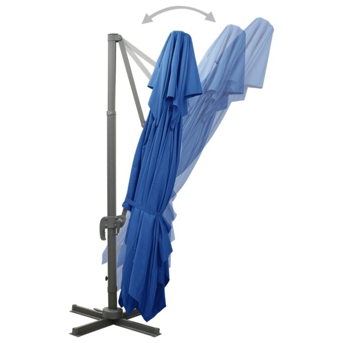 Parasol de jardin en porte-à-faux avec double toit bleu azuré – Image 5