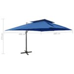 Parasol de jardin en porte-à-faux avec double toit bleu azuré – Image 8