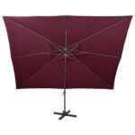Parasol de jardin en porte-à-faux à double toit rouge bordeaux – Image 3
