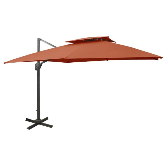 Parasol de jardin en porte-à-faux avec double toit terre cuite – Image 1