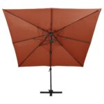 Parasol de jardin en porte-à-faux avec double toit terre cuite – Image 2