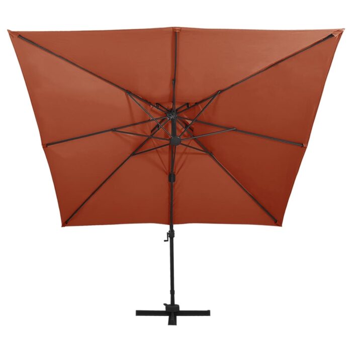 Parasol de jardin en porte-à-faux avec double toit terre cuite – Image 2