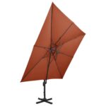 Parasol de jardin en porte-à-faux avec double toit terre cuite – Image 3