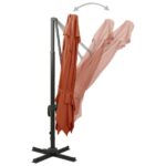 Parasol de jardin en porte-à-faux avec double toit terre cuite – Image 4