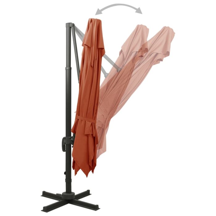 Parasol de jardin en porte-à-faux avec double toit terre cuite – Image 4