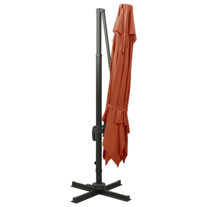 Parasol de jardin en porte-à-faux avec double toit terre cuite – Image 5