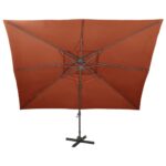 Parasol de jardin en porte-à-faux avec double toit terre cuite – Image 3