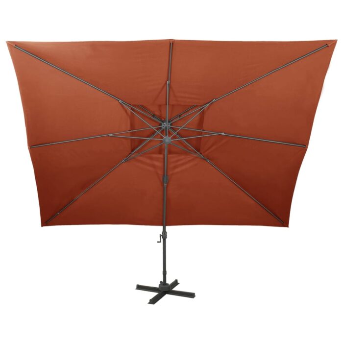 Parasol de jardin en porte-à-faux avec double toit terre cuite – Image 3
