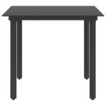 Table à dîner de jardin Noir 80x80x74 cm Acier et verre – Image 2