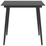 Table à dîner de jardin Noir 80x80x74 cm Acier et verre – Image 2