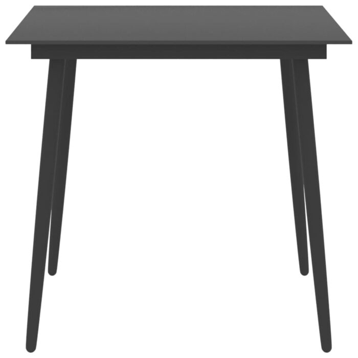 Table à dîner de jardin Noir 80x80x74 cm Acier et verre – Image 2