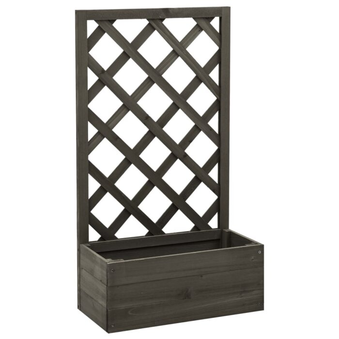 Jardinière à treillis de jardin Gris 50x25x90 cm Bois de sapin – Image 1