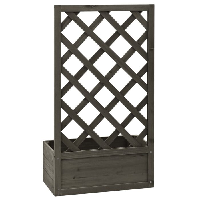 Jardinière à treillis de jardin Gris 50x25x90 cm Bois de sapin – Image 3