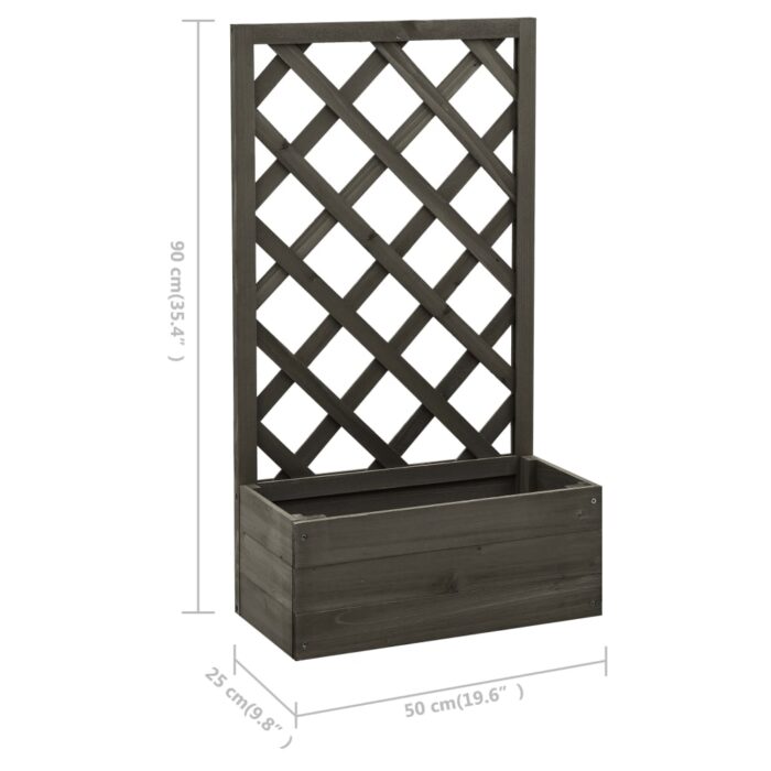 Jardinière à treillis de jardin Gris 50x25x90 cm Bois de sapin – Image 5