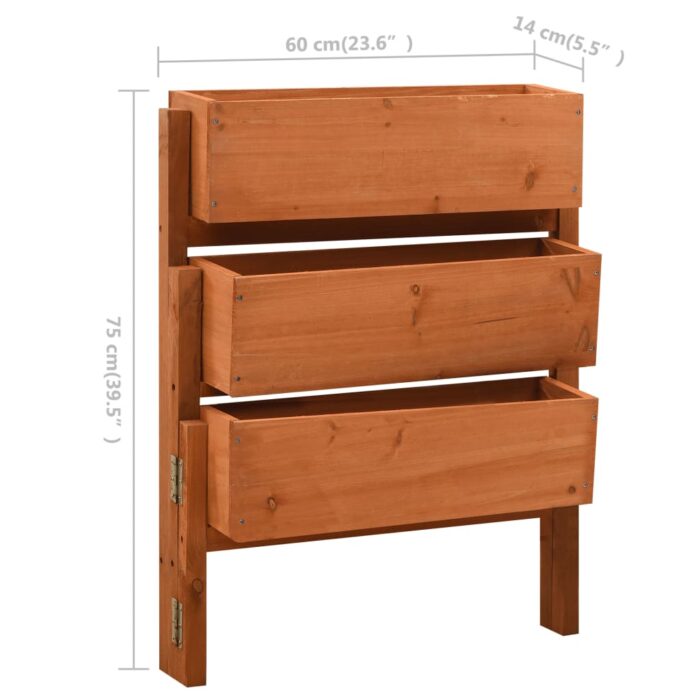 Jardinière pliable de jardin Orange 60x14x75 cm Bois de sapin – Image 4
