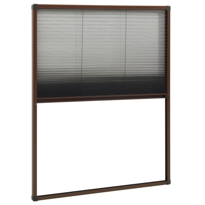Moustiquaire plissée pour fenêtre Aluminium Marron 80x100 cm – Image 2