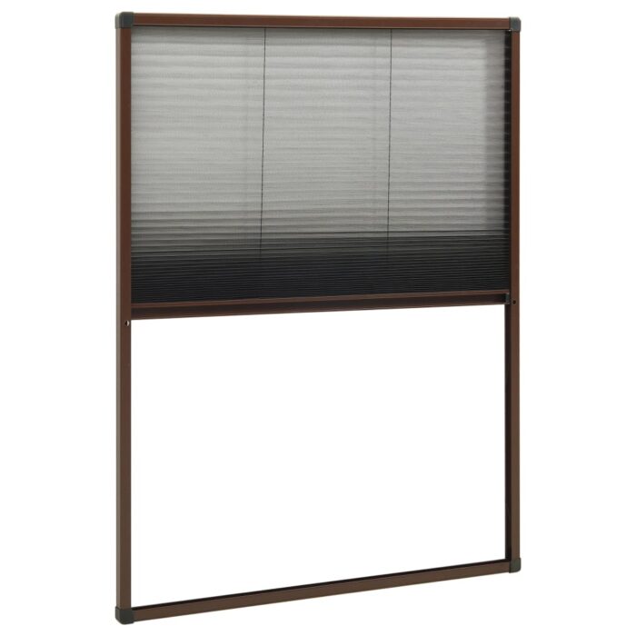 Moustiquaire plissée pour fenêtre Aluminium Marron 80x120 cm – Image 2