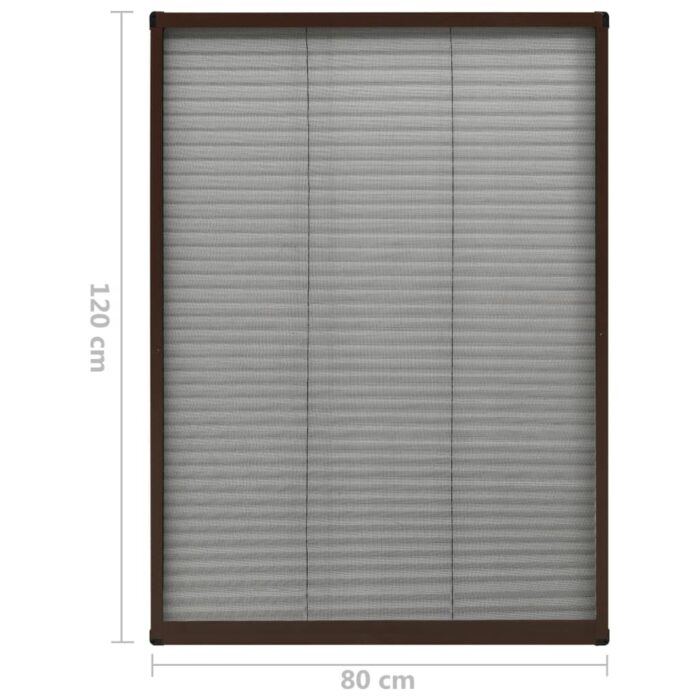 Moustiquaire plissée pour fenêtre Aluminium Marron 80x120 cm – Image 5