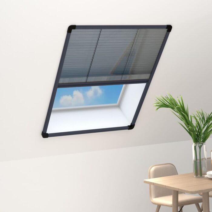Moustiquaire plissée pour fenêtre Aluminium Anthracite 60x80 cm – Image 1