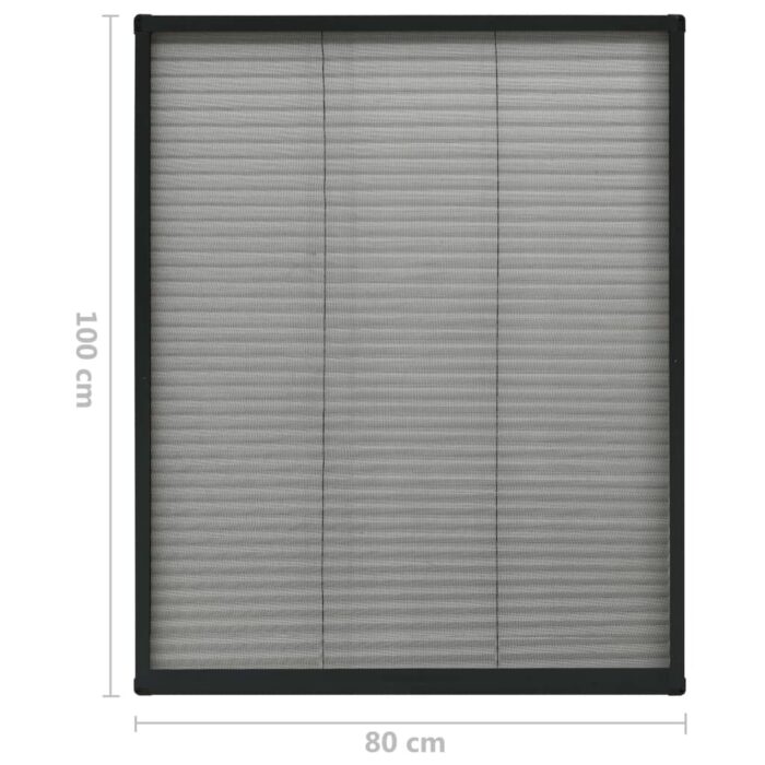Moustiquaire plissée pour fenêtre Aluminium Anthracite 80x100cm – Image 5