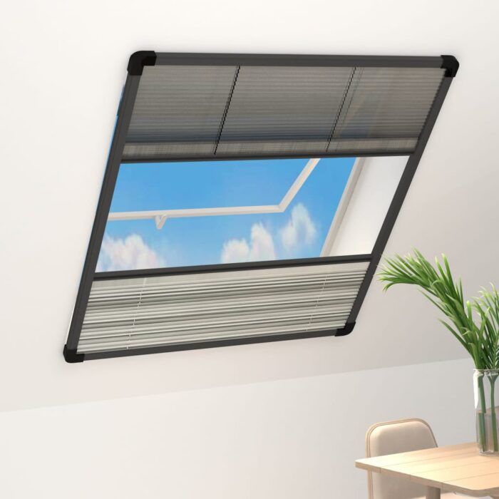 Moustiquaire plissée pour fenêtre Aluminium 80x100 cm et auvent – Image 1