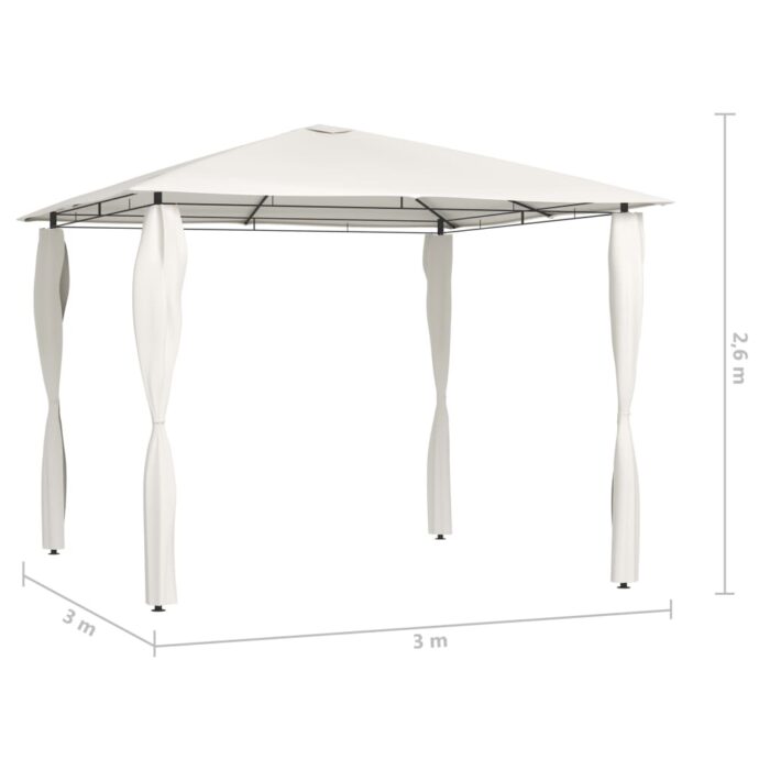 Belvédère avec revêtement de poteaux 3x3x2,6 m Crème 160 g/m² – Image 3
