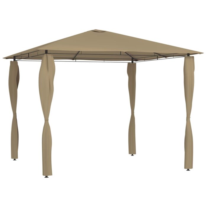 Belvédère avec revêtement de poteaux 3x3x2,6 m Taupe 160 g/m² – Image 1