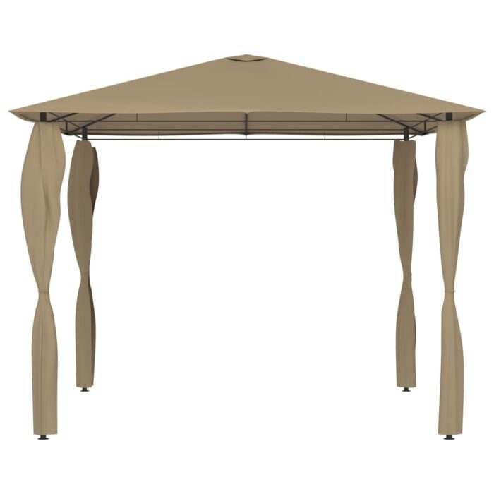 Belvédère avec revêtement de poteaux 3x3x2,6 m Taupe 160 g/m² – Image 2