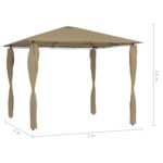 Belvédère avec revêtement de poteaux 3x3x2,6 m Taupe 160 g/m² – Image 3
