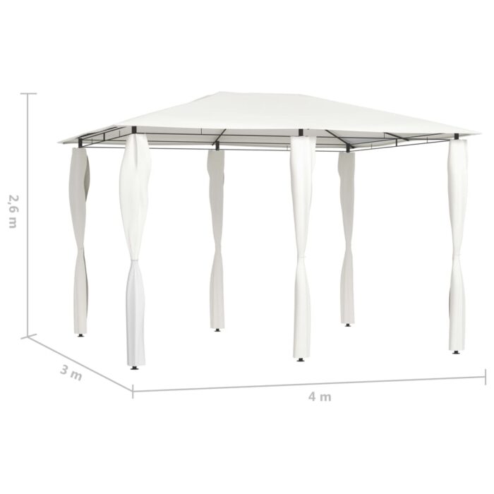 Belvédère avec revêtement de poteaux 3x4x2,6 m Crème 160 g/m² – Image 3