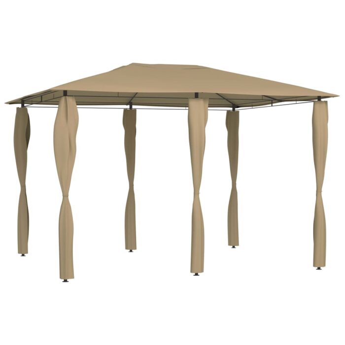 Belvédère avec revêtement de poteaux 3x4x2,6 m Taupe 160 g/m² – Image 1