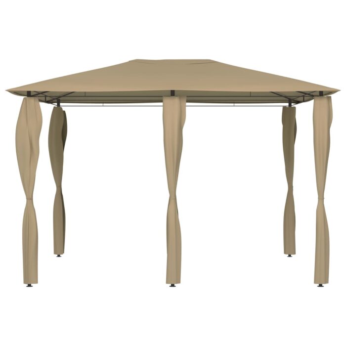 Belvédère avec revêtement de poteaux 3x4x2,6 m Taupe 160 g/m² – Image 2