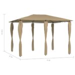 Belvédère avec revêtement de poteaux 3x4x2,6 m Taupe 160 g/m² – Image 3