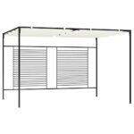 Belvédère avec auvent rétractable 3x4x2,3 m Crème 180 g/m²