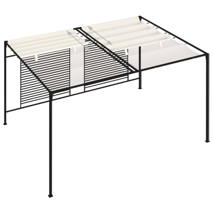 Belvédère avec auvent rétractable 3x4x2,3 m Crème 180 g/m² – Image 3