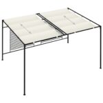 Belvédère avec auvent rétractable 3x4x2,3 m Crème 180 g/m² – Image 4