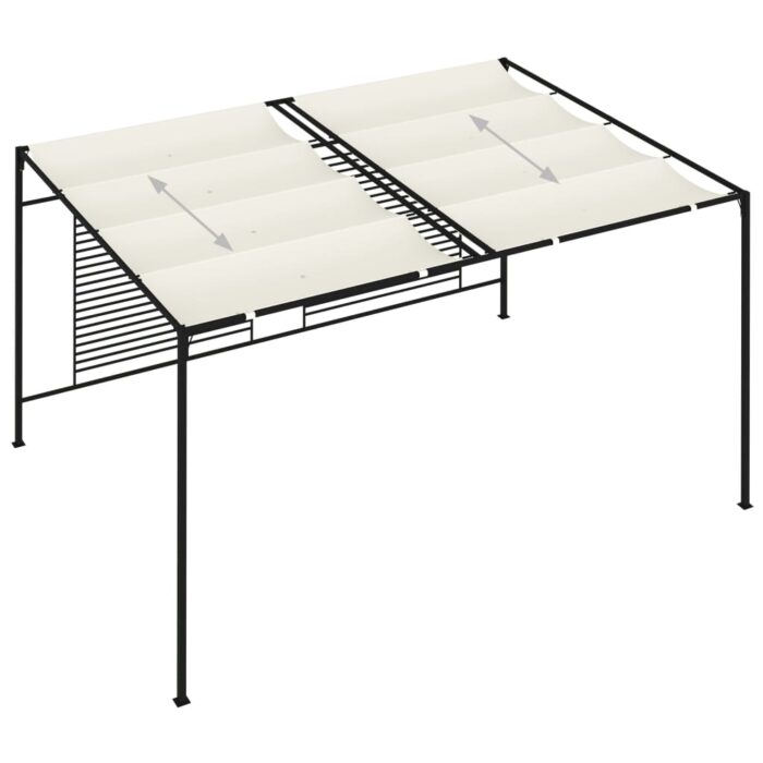 Belvédère avec auvent rétractable 3x4x2,3 m Crème 180 g/m² – Image 4