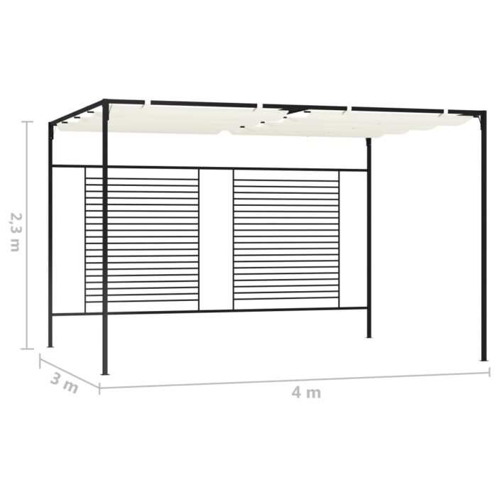 Belvédère avec auvent rétractable 3x4x2,3 m Crème 180 g/m² – Image 6
