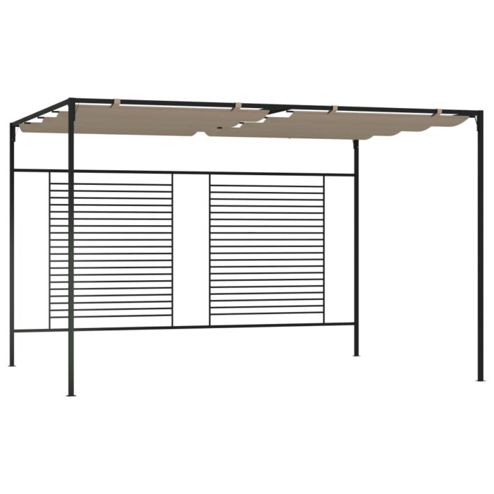 Belvédère avec auvent rétractable 3x4x2,3 m Taupe 180 g/m² – Image 1