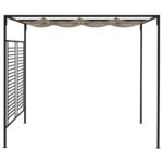 Belvédère avec auvent rétractable 3x4x2,3 m Taupe 180 g/m² – Image 2