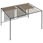Belvédère avec auvent rétractable 3x4x2,3 m Taupe 180 g/m² – Image 4