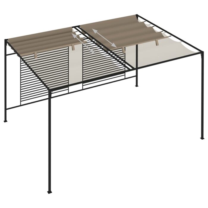 Belvédère avec auvent rétractable 3x4x2,3 m Taupe 180 g/m² – Image 4