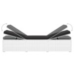 Chaises longues de jardin table à thé 3pcs Résine tressée Blanc – Image 4