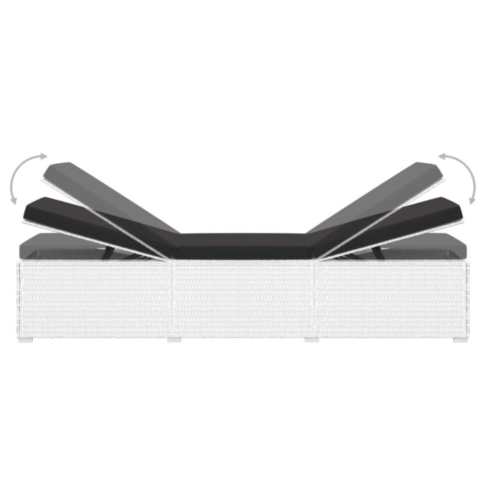 Chaises longues de jardin table à thé 3pcs Résine tressée Blanc – Image 4