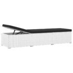 Chaises longues de jardin table à thé 3pcs Résine tressée Blanc – Image 5