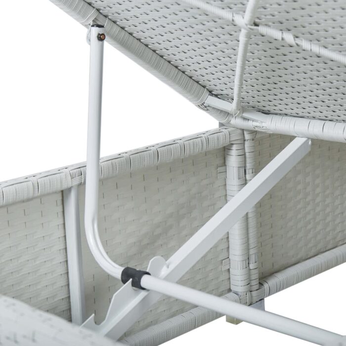 Chaises longues de jardin table à thé 3pcs Résine tressée Blanc – Image 8